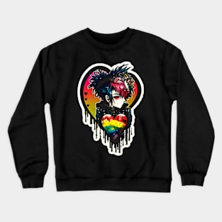 Rainbowcore Punk Valentines Sticker Drippped style Crewneck Sweatshirt